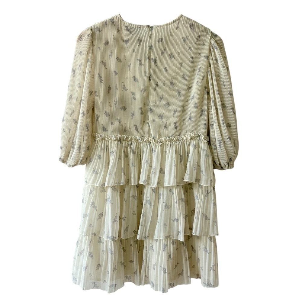 Ganni Floral Pleated Georgette Mini Dress - Picture 4 of 12